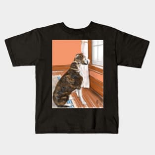 Boxer Dog looking out the Window Kids T-Shirt